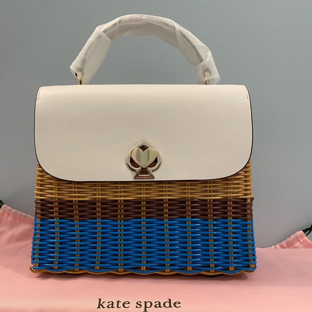 romy wicker medium top-handle bag